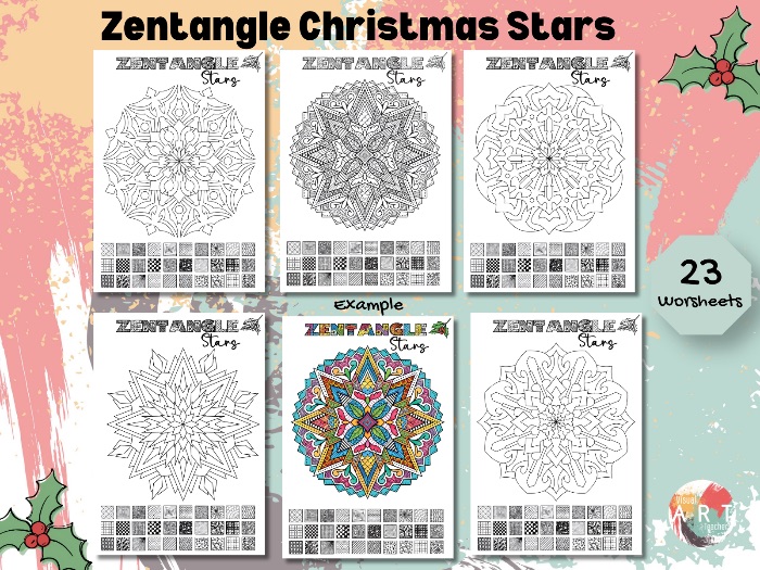 Zentangle Stars Colouring Pages | Mindful Art Activities | Zentangle Patterns & Star Templates