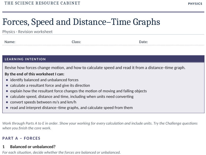 Forces & Motion: Complete Revision Resource