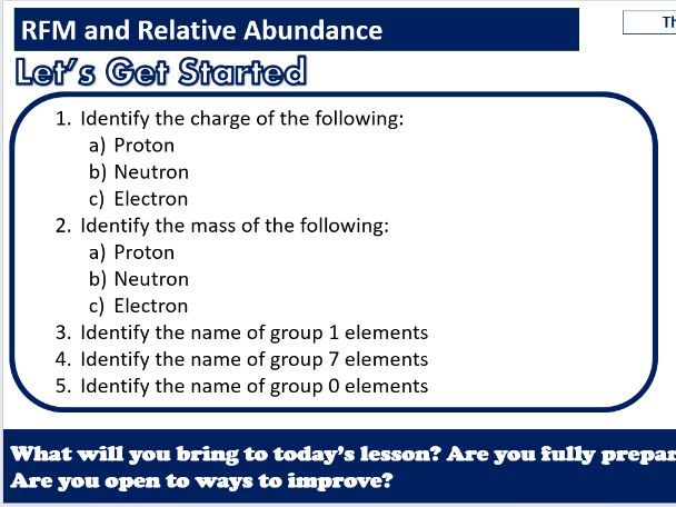 Relative Formula Mass and Relative Abundance- AAQ Applied Science