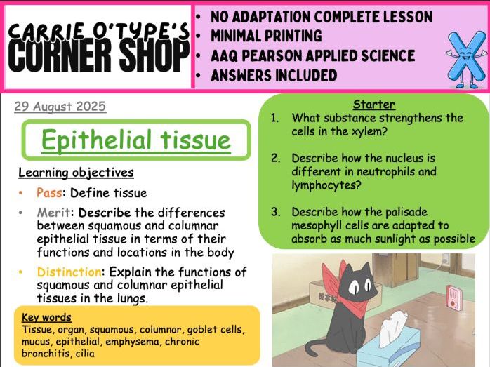 Epithelial Tissue- AAQ Pearson Applied Science