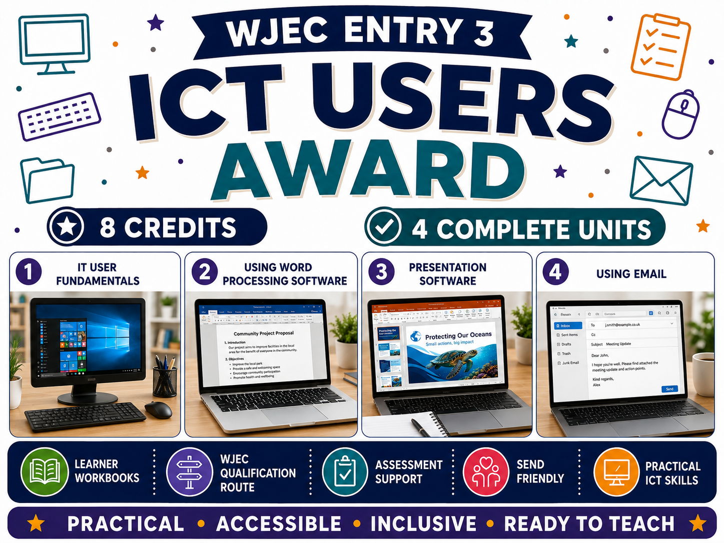 WJEC Entry 3 ICT Users Award | 6010/A3 | 8 Credits | 4 Complete Workbooks