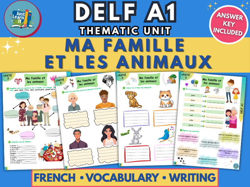 DELF A1 French Family and Pets Worksheets