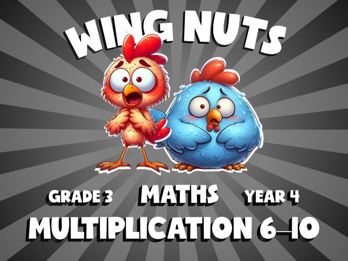Multiplication 6–10 WING NUTS Maths Game | No-Prep Year 4 Review Activity