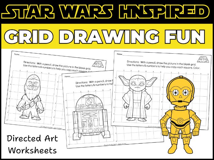 Star Wars Grid Drawing | 8 Character Activities