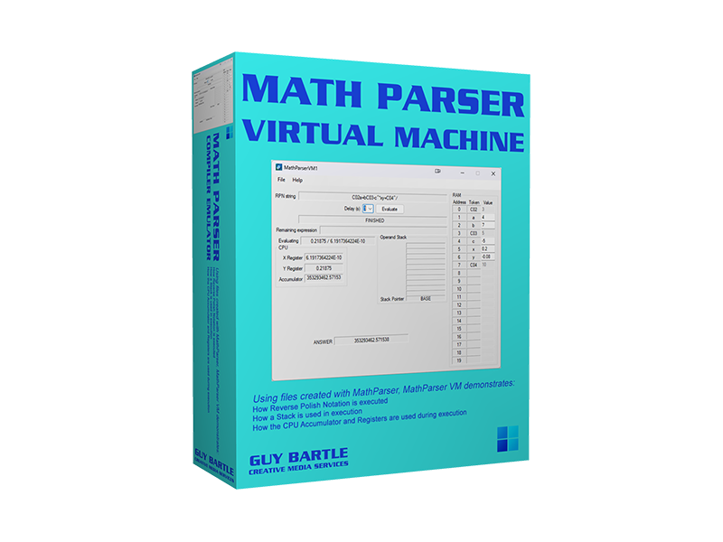 Math Parser Compiler Emulator with Math Parser Virtual Machine (single Windows PC only)