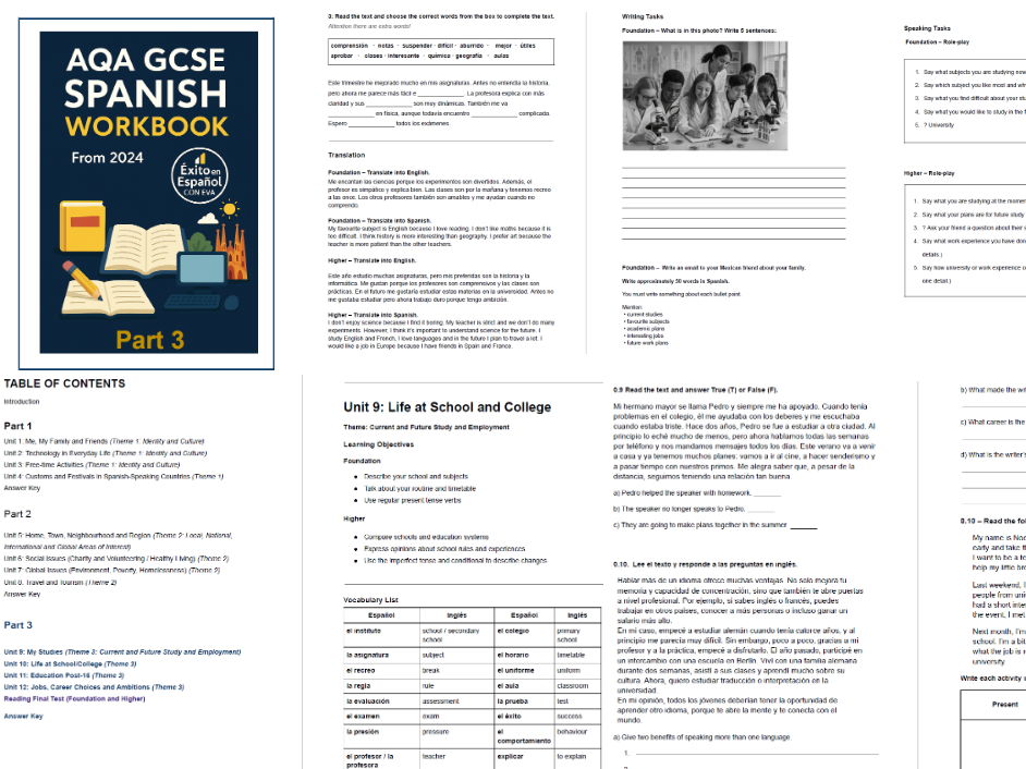 GCSE Spanish Workbook. Bundle. + Answers