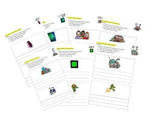 Sentence writing worksheets for unit 6 of phonics international. Also good for SEN and EAL