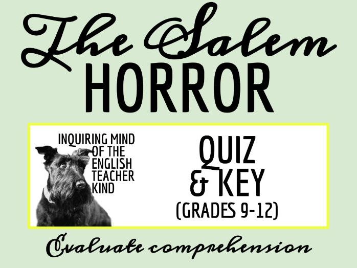 "The Salem Horror" by Henry Kuttner Quiz and Answer Key (Halloween Short Story)