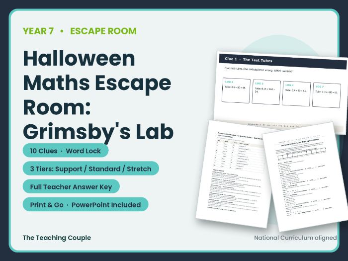 Halloween Maths Escape Room | Year 7 Review | Grimsby's Lab