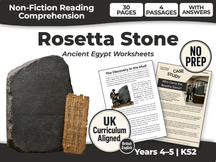 Rosetta Stone KS2 Reading Comprehension | Ancient Egypt Worksheets | Years 4–5