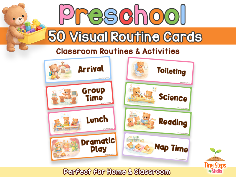 EYFS Visual Timetable Cards | 50 Preschool Daily Routine & Classroom Schedule Cards