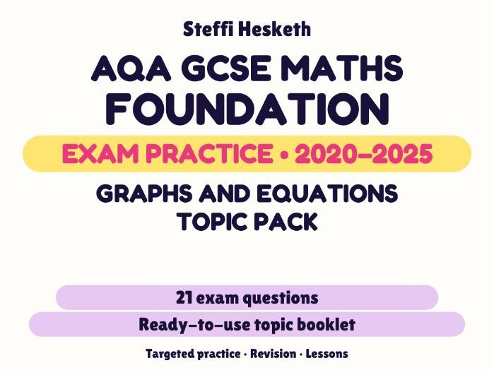 AQA GCSE Maths Foundation: Graphs and equations topic pack Exam Questions | 2020-2025