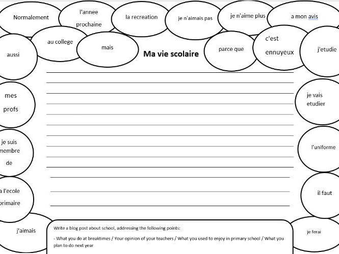 Bubble Frame - GCSE French Writing - School