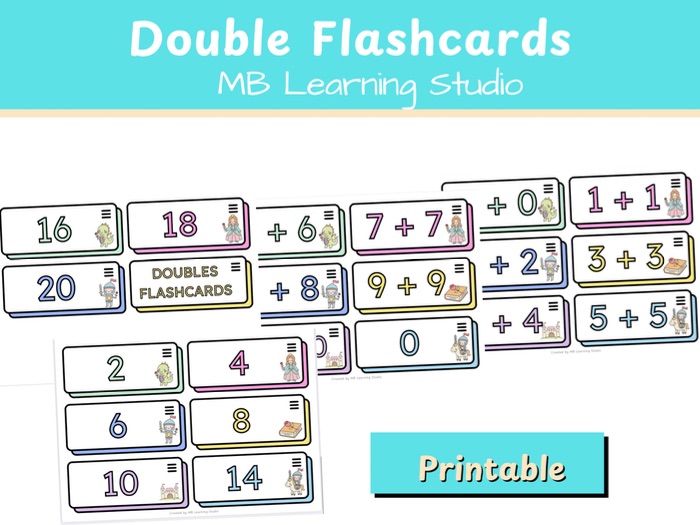 Sant Jordi (Saint George’s Day) Doubles Addition Flashcards – Maths Activity