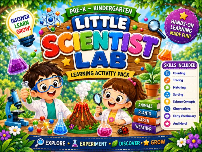 Little Scientist Lab Activities | Science, Math, Tracing & Matching | Pre-K Kindergarten