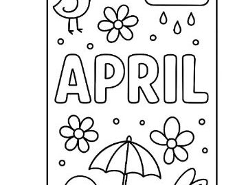 April Monthly Bookmark Template Colouring Sheet