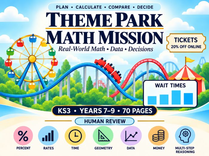 Theme Park Maths Mission – KS3 Maths – 70 Pages