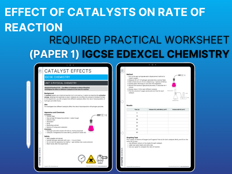 Effect of Catalysts on Rate of Reaction – Required Practical 3.16 Worksheet