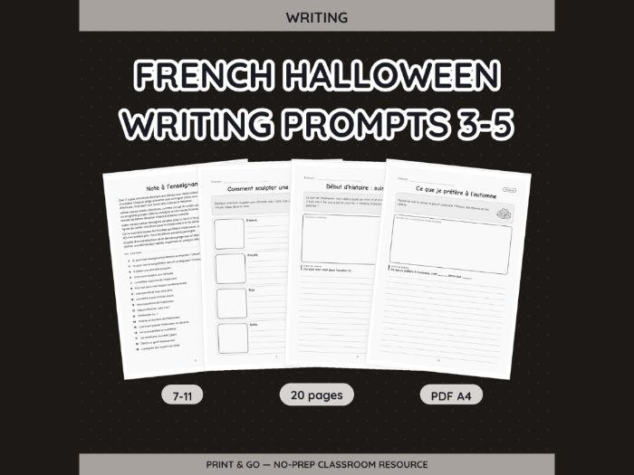 French Halloween Writing Prompts 3-5 | 20 pp