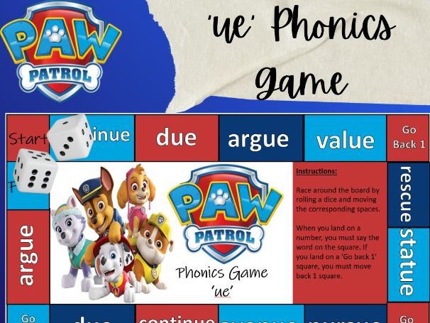 Paw Patrol 'ue' Phonics Game