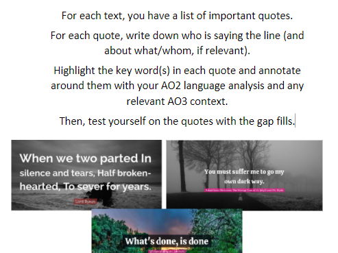 AQA GCSE English Lit Quote Revision Booklet: Macbeth, Jekyll and Hyde and Love and Relationships