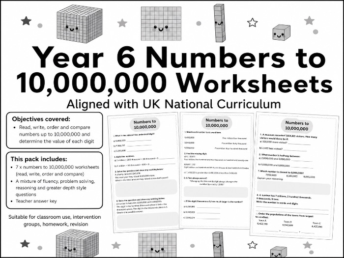YEAR 6 PLACE VALUE - Numbers to 10,000,000