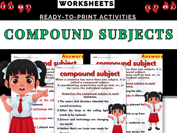 Compound Subject Worksheets | Identifying Multiple Subjects in a Sentence