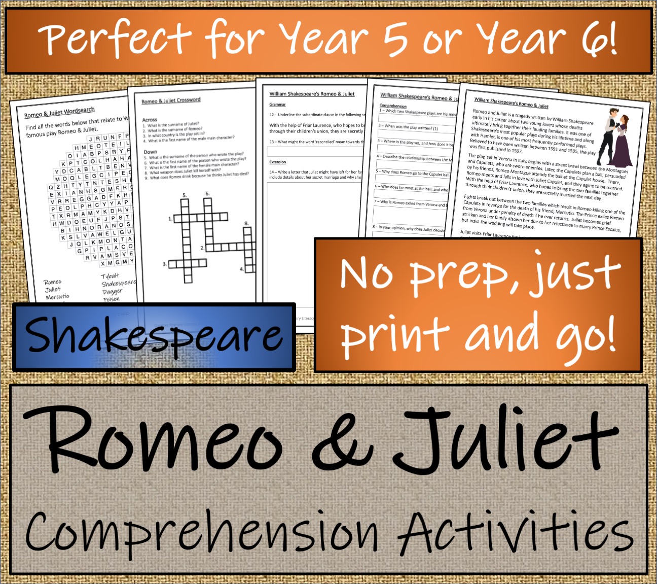 UKS2 Literacy Romeo And Juliet Reading Comprehension Activity