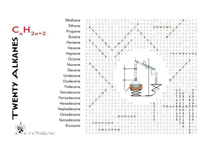 twenty alkanes wordsearch