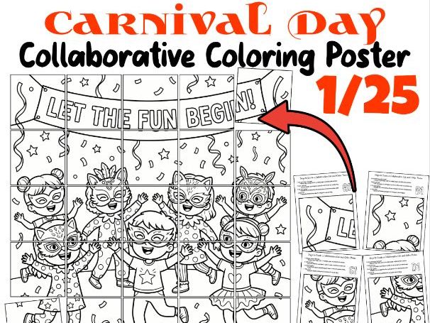 Carnival Day Collaborative Coloring Poster | Carnival Fun Classroom Activity