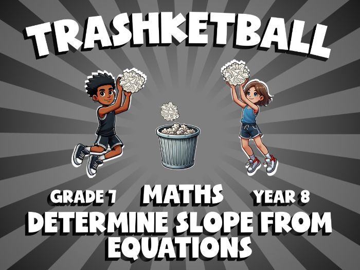 Determine Slope from Equations TRASHKETBALL Maths Game | No-Prep Year 8 Review Activity