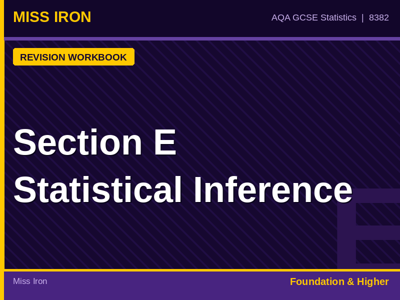 AQA GCSE Statistics Section E Statistical Inference Revision Workbook 8382
