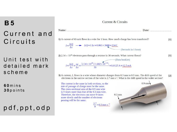 IB physics: B.5 - Current & Circuits. Unit Test.