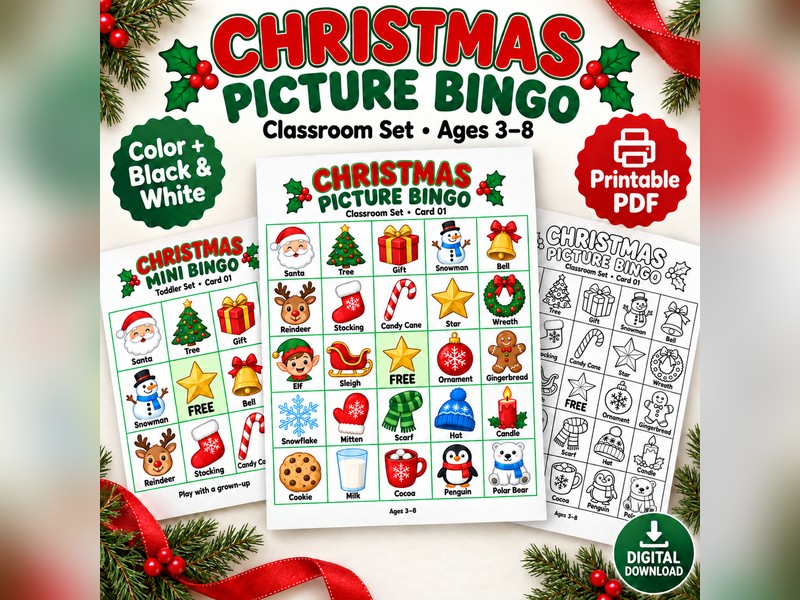 Christmas Picture Bingo - Classroom Set