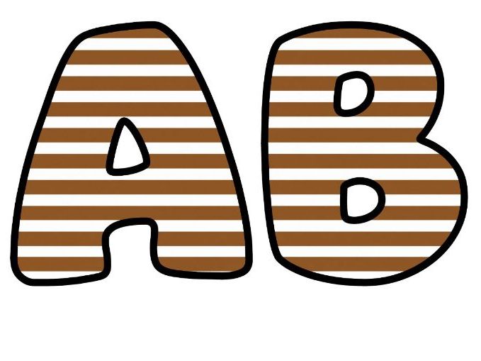 Brown Horizontal Stripes Bubble Letters | Striped Bulletin Board Letters | Classroom Display Pack