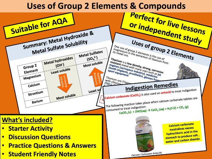 Uses of Group 2 Elements & Compounds
