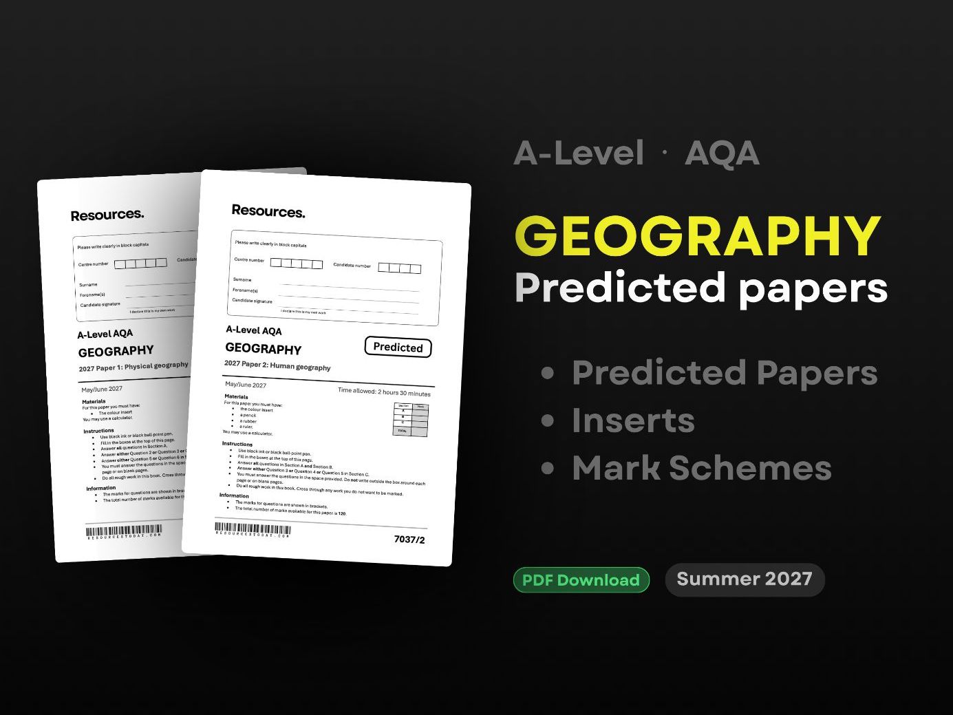 A-Level AQA Geography Expertly Predicted Papers for 2027
