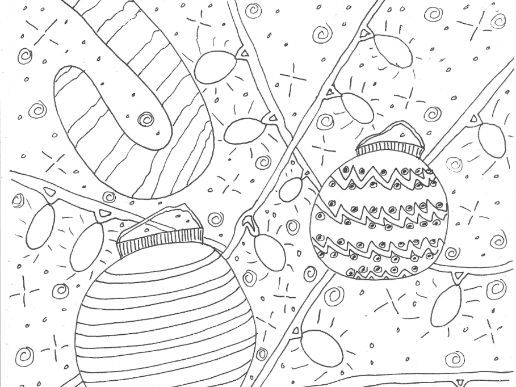 Christmas: Candy Canes and Baubles:  Colouring Page