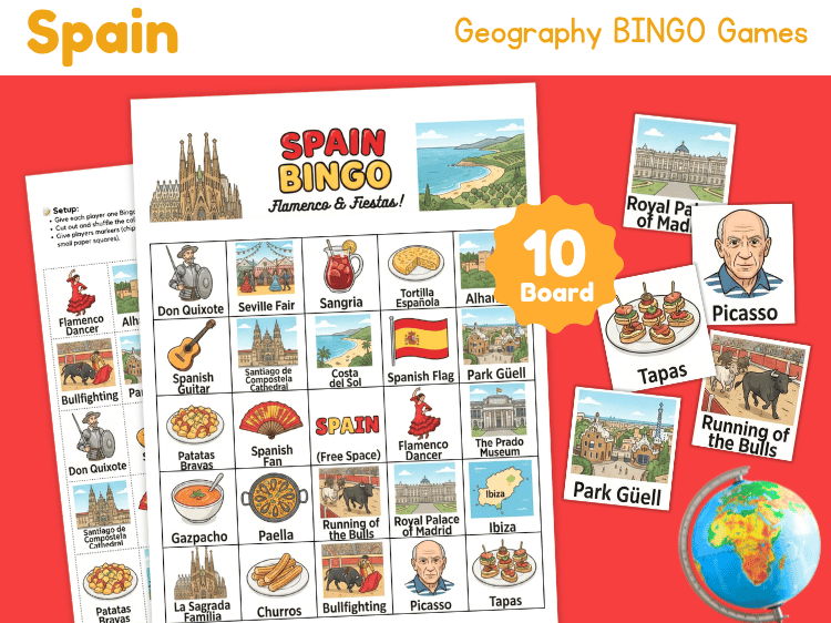Spain Bingo Game | Geography, Culture & Landmarks Activity