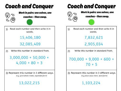 Coach and Conquer - Peer coaching Maths Revision (Place Value)