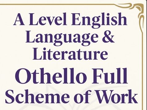 A-Level English Lang/Lit: Othello Full Scheme of Work (Speech Acts, Power, Politeness & Tragedy)