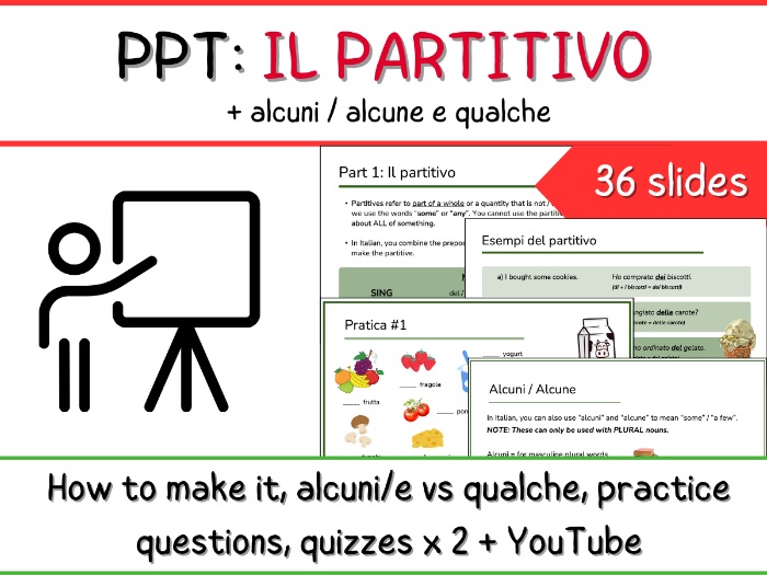 Italian Grammar PPT - Il Partitivo + Alcuni/e + Qualche - Powerpoint Presentation