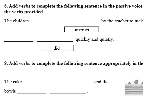 Active and passive voice tasks - fluency and reasoning