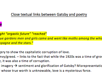 Comparing the Great Gatsby and Pre-1900s Poetry