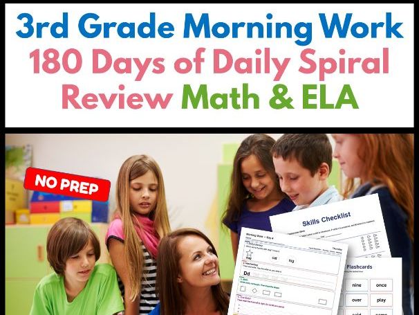 3rd Grade Morning Work | 180 Days of Daily Spiral Review | Math & ELA