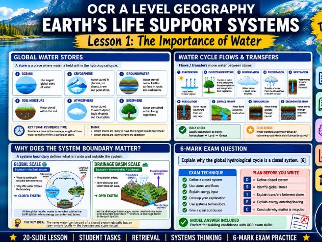 OCR A Level Earth's Life support systems: Lesson 1  The importance of water