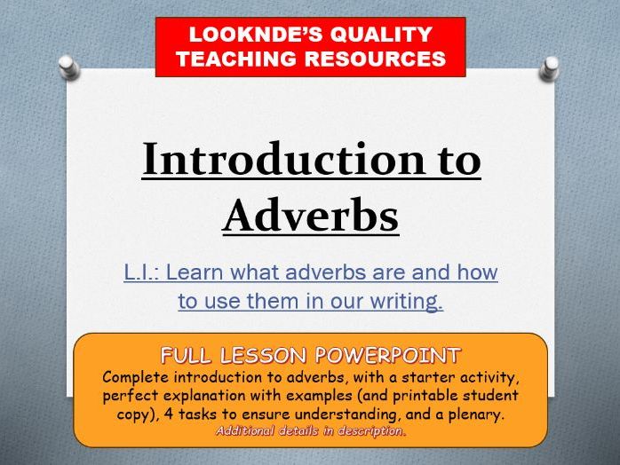 Adverbs Introduction Lesson