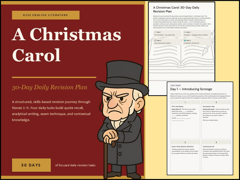 A Christmas Carol 30-Day Revision Plan | GCSE English Literature Workbook
