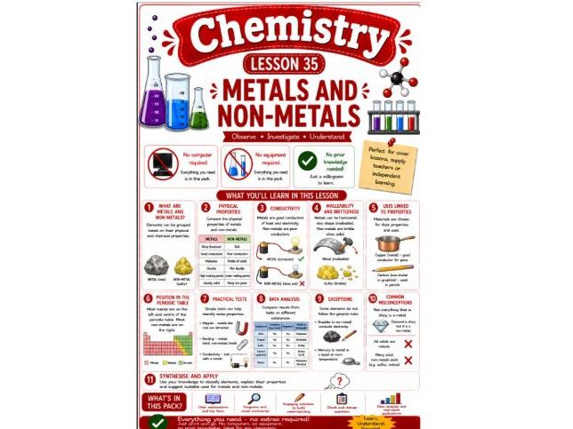 Chemistry cover lesson 35: Metals and non-metals (Ch35) science stand alone lesson