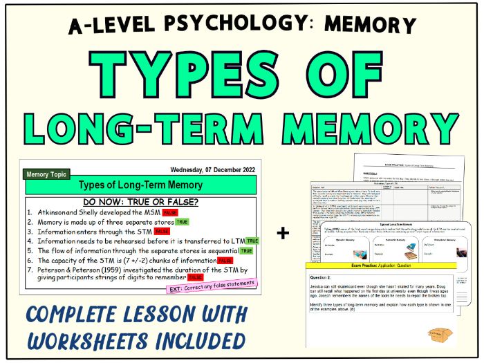 ALevel Psychology TYPES OF LONGTERM MEMORY [Memory Topic
